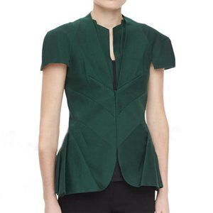 Zac Posen Pleated Peplum Green Jacket